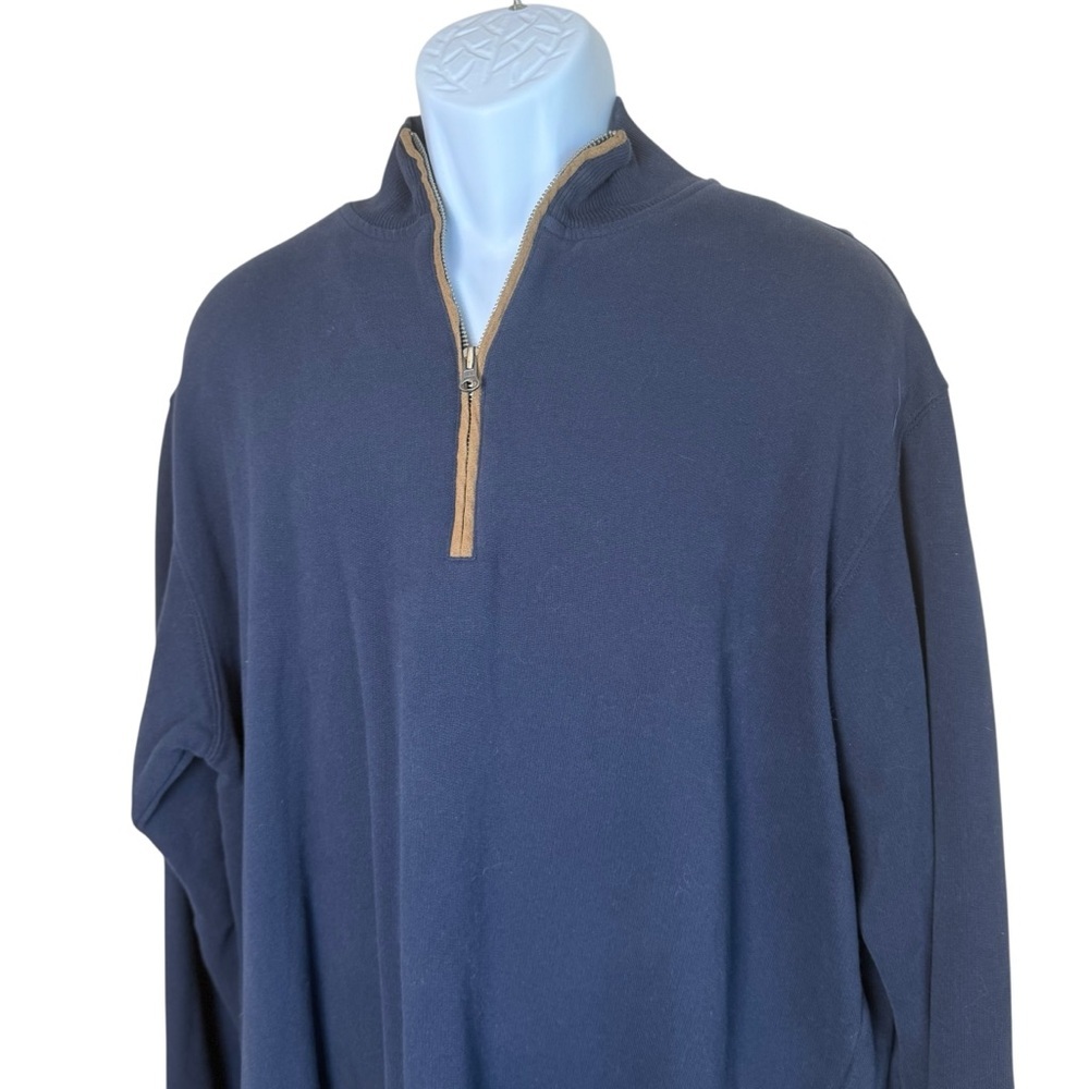 Woolrich Woolen Mills Blue Mens Pullover Sweater‎ XL Elbow Patch 1/4 Zip Cabin